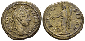 MOESIA INFERIOR. Odessus. Elagabalus (218-222). AE.

Obv: AVT K M AVP ANTΩNEINOC.
Laureate head right.
Rev: OΔHCCEITΩN.
Serapis standing left, holding...