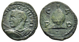 THRACE. Deultum. Philip I the Arab (244-249). AE.

Obv: PHILIPPVS IMP M IVL.
Laureate bust left, holding shield and spear.
Rev: C - F / P - D.
Beehive...