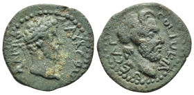 MACEDON. Cassandreia. Commodus (177-192). AE.

Obv: IM L AVR COM
Laureate head right.
Rev: COL IVL AVG CAS
Head of Zeus Ammon right.

RPC IV 6635 onli...