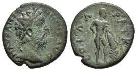 ACHAIA. Patrai. Marcus Aurelius (161-180). AE.

Obv: M AVR ANToNINVS AVG.
Laureate head right.
Rev: COL A A PATR.
Herakles standing right, leaning on ...
