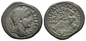 LYDIA. Bagis. Pseudo-autonomous. Time of Septimius Severus (193-211). AE. Gaios, archon.

Obv: ΔHMOC.
Laureate bust of Demos right, with slight draper...