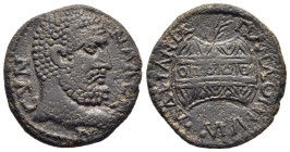 PHRYGIA. Synnada. Pseudo-autonomous. Time of Trajanus Decius (249-251). AE.

Obv: CYNNAΔEΩN.
Bearded head of Herakles or Thymnaros right.
Rev: ΑΔΡΙΑΝΙ...