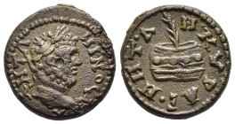 GALATIA. Ankyra. Caracalla (197-217). AE.

Obv: ANTΩNINOC
Laureate head right.
Rev: ΜΗΤ ΑΝΚΥΡΑΣ
Nemesis standing left, holding cubit-rule and bridle; ...