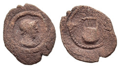 PALMYRENE. Palmyra(?). Pseudo autonomous issue. AE (1st-3rd century AD). AE.

Obv: Laureate head right.
Rev: Lyre.

Condition: Good fine.

Weight: 0.3...