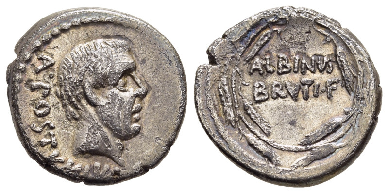 ALBINUS BRUTI F. Denarius (48 BC). Rome.

Obv: A POSTVMIVS COS.
Bare head of the...