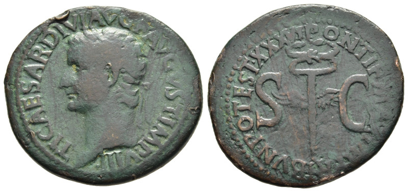 TIBERIUS (14-37). As. Rome.

Obv: TI CAESAR DIVI AVG F AVGVST IMP VIII.
Laureate...