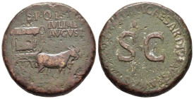 JULIA AUGUSTA (LIVIA) (Augusta, 14-29). Sestertius. Rome.

Obv: SPQR IVLIAE AVGVST.
Carpentum drawn right by two mules.
Rev: TI CAESAR DIVI AVG F AVG ...