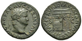 NERO (54-68). As. Rome.

Obv: NERO CAESAR AVG GERM IMP.
Laureate head right.
Rev: PACE P R VBIQ PARTA IANVM CLVSIT / S - C.
Temple of Janus with latti...