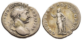 TRAJAN (98-117). Denarius. Rome.

Obv: IMP TRAIANO AVG GER DAC P M TR P.
Laureate bust right, with slight drapery.
Rev: COS V P P S P Q R OPTIMO PRINC...