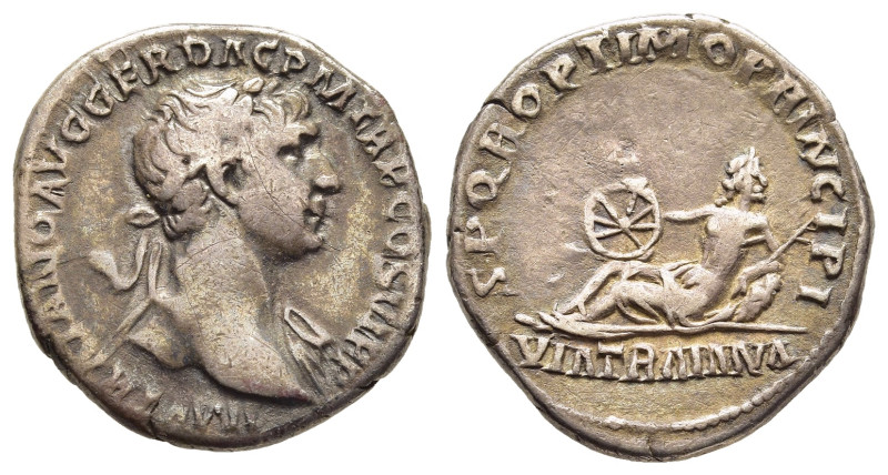 TRAJAN (98-117). Denarius. Rome.

Obv: IMP TRAIANO AVG GER DAC P M TR P COS VI P...