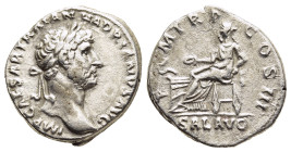 HADRIAN (117-138). Denarius. Rome.

Obv: IMP CAESAR TRAIAN HADRIANVS AVG.
Laureate head right.
Rev: P M TR P COS III / SAL AVG.
Salus seated left on t...