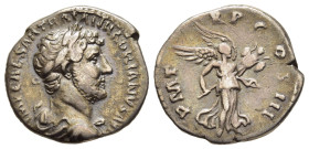 HADRIAN (117-138). Denarius. Rome.

Obv: IMP CAESAR TRAIAN HADRIANVS AVG.
Laureate and draped bust right.
Rev: P M TR P COS III.
Victory standing righ...