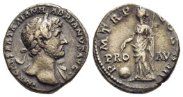 HADRIAN (117-138). Denarius. Rome.

Obv: IMP CAESAR TRAIAN HADRIANVS AVG.
Laureate head right, with slight drapery.
Rev: P M TR P COS III / PRO - AVG....