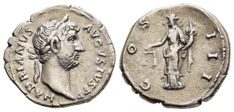 HADRIAN (117-138). Denarius. Rome.

Obv: HADRIANVS AVGVSTVS P P.
Laureate head o...