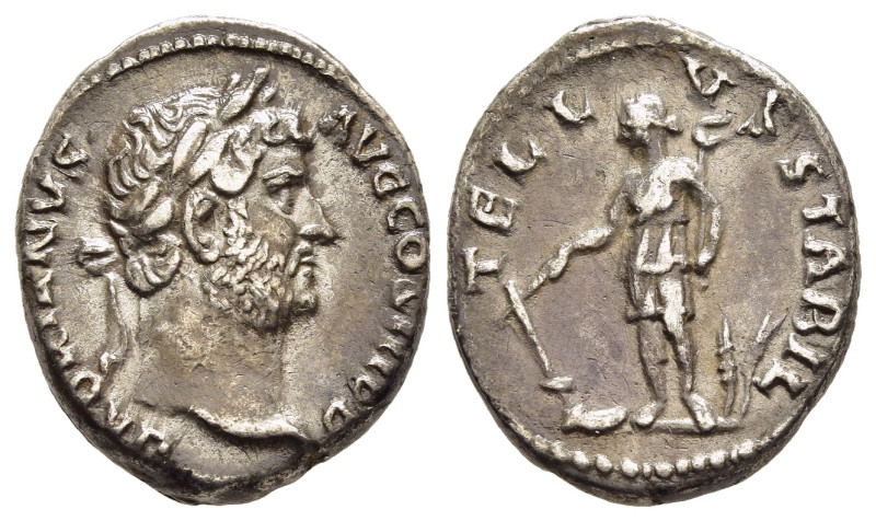 HADRIAN (117-138). Denarius. Rome.

Obv: HADRIANVS AVG COS III P P.
Laureate hea...