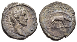 ANTONINUS PIUS (138-161). Denarius. Rome.

Obv: ANTONINVS AVG PIVS P P.
Laureate head right.
Rev: TR POT COS III.
Lupa Romana standing right within ca...