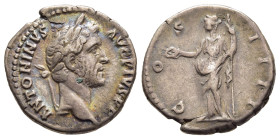 ANTONINUS PIUS (138-161). Denarius. Rome.

Obv: ANTONINVS AVG PIVS P P.
Laureate head right.
Rev: COS IIII.
Concordia(?) standing left, holding patera...