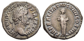 ANTONINUS PIUS (138-161). Denarius. Rome.

Obv: ANTONINVS AVG PIVS P P TR P XXIIII. 
Laureate head right.
Rev: LIBERALITAS AVG VIIII COS IIII.
Liberal...