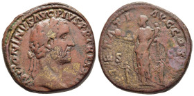 ANTONINUS PIUS (138-161). Sestertius. Rome.

Obv: ANTONINVS AVG PIVS P P TR P XXIII.
Laureate head right.
Rev: PIETATI AVG COS IIII / S - C.
Pietas st...