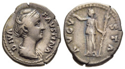 DIVA FAUSTINA I (Died 140/1). Denarius. Rome. Struck under Antoninus Pius.

Obv: DIVA FAVSTINA.
Draped bust right.
Rev: AVGVSTA.
Ceres (or Aeternitas)...
