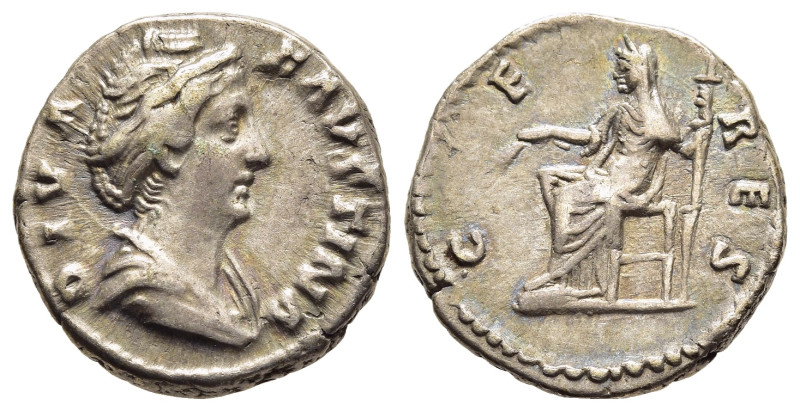 DIVA FAUSTINA I (Died 140/1). Denarius. Rome.

Obv: DIVA FAVSTINA.
Draped bust t...