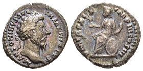 MARCUS AURELIUS (161-180). Denarius. Rome.

Obv: M ANTONINVS AVG ARMENIACVS.
Laureate head right.
Rev: P M TR P XIX IMP III COS III.
Roma seated left ...