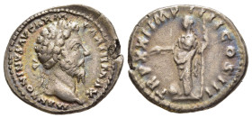 MARCUS AURELIUS (161-180). Denarius. Rome.

Obv: M ANTONINVS AVG ARM PARTH MAX.
Laureate head right.
Rev: TR P XXI IMP IIII COS III.
Providentia stand...