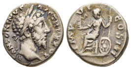 MARCUS AURELIUS (161-180). Denarius. Rome.

Obv: M ANTONINVS AVG TR P XXVI.
Laureate head right.
Rev: IMP VI COS III.
Roma seated left, holding Victor...