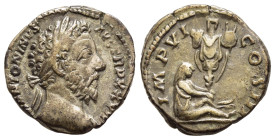 MARCUS AURELIUS (161-180). Denarius. Rome.

Obv: M ANTONINVS AVG TR P XXVIII.
Laureate bust right, with slight drapery.
Rev: IMP VI COS III.
German ca...