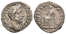 MARCUS AURELIUS (161-180). Denarius. Rome.

Obv: M AVREL ANTONINVS AVG.
Laureate bust right, slight drapery on far shoulder.
Rev: TR P XXXIII IMP X CO...