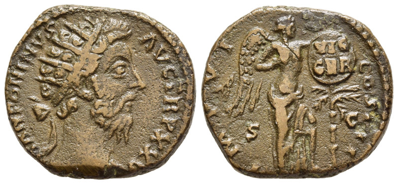 MARCUS AURELIUS (161-180). Dupondius. Rome.

Obv: M ANTONINVS AVG TR P XXVI.
Rad...