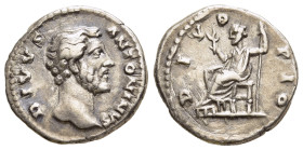 DIVUS ANTONINUS PIUS (Died 161). Denarius. Rome. Struck under Marcus Aurelius.

Obv: DIVVS ANTONINVS.
Bare head right.
Rev: DIVO PIO.
Divus Antoninus ...