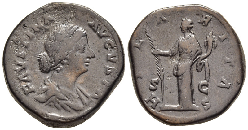 FAUSTINA II (Augusta, 147-176 ). Sestertius. Rome.

Obv: FAVSTINA AVGVSTA.
Drape...