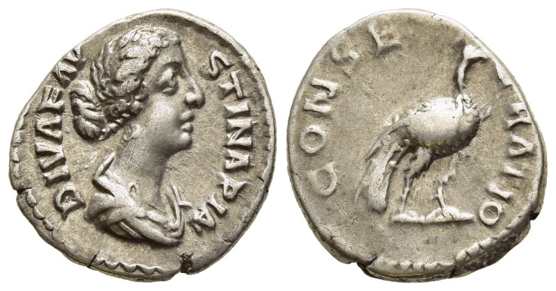 DIVA FAUSTINA II (Died 175/6). Denarius. Rome.

Obv: DIVA FAVSTINA PIA.
Draped b...