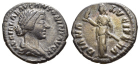 LUCILLA (Augusta, 164-182). Denarius. Rome.

Obv: LVCILLAE AVG ANTONINI AVG F.
Draped bust right.
Rev: DIANA LVCIFERA.
Diana standing left, holding to...