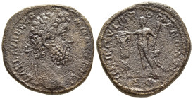 COMMODUS (177-192). Sestertius. Rome.

Obv: L AEL AVREL COMM AVG P FEL.
Laureate head right.
Rev: HERCVLI ROMANO AVG / S - C
Commodus, as Hercules, st...
