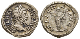 SEPTIMIUS SEVERUS (193-211). Denarius. Rome.

Obv: SEVERVS PIVS AVG.
Laureate head right.
Rev: FELICITAS AVGG.
Felicitas standing left, holding caduce...