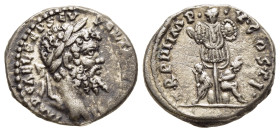 SEPTIMIUS SEVERUS (193-211). Denarius. Emesa.

Obv: IMP CAE L SEP SEV PERT AVG COS II.
Laureate head right.
Rev: TR P III IMP V COS II.
Trophy of arms...