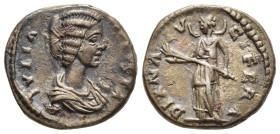 JULIA DOMNA (Augusta, 193-217). Denarius. Laodicea ad Mare.

Obv: IVLIA AVGVSTA.
Draped bust right.
Rev: DIANA LVCIFERA.
Diana standing left, holding ...