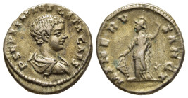 GETA (Caesar, 198-209). Denarius. Laodicea ad Mare.

Obv: P SEPTIMIVS GETA CAES.
Bareheaded and draped bust right.
Rev: MINERV SANCT.
Minerva standing...