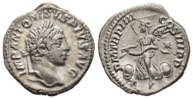 ELAGABALUS (218-222). Denarius. Rome.

Obv: IMP ANTONINVS PIVS AVG.
Laureate head right.
Rev: P M TR P IIII COS III P P.
Victory advancing left, holdi...