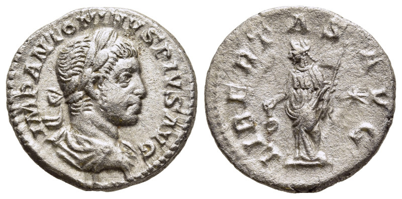 ELAGABALUS (218-222). Denarius. Rome.

Obv: IMP ANTONINVS PIVS AVG.
Laureate and...