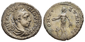 ELAGABALUS (218-222). Denarius. Antioch.

Obv: IMP ANTONINVS AVG.
Laureate, draped and cuirassed bust right.
Rev: BONVS EVENTVS.
Bonus Eventus standin...