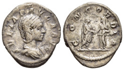 JULIA PAULA (Augusta, 219-220). Denarius. Rome.

Obv: IVLIA PAVLA AVG.
Draped bust right.
Rev: CONCORDIA.
Elagabalus and Julia Paula standing facing o...
