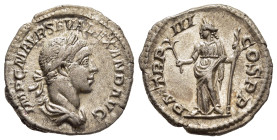SEVERUS ALEXANDER (222-235). Denarius. Rome.

Obv: IMP C M AVR SEV ALEXAND AVG.
Laureate and draped bust of Severus Alexander to right. 
Rev: P M TR P...