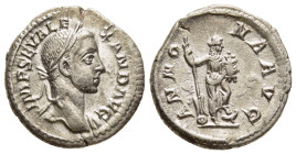 SEVERUS ALEXANDER (222-235). Denarius. Rome.

Obv: IMP SEV ALEXAND AVG.
Laureate, draped and cuirassed bust right.
Rev: ANNONA AVG.
Annona standing ri...