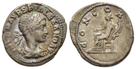 SEVERUS ALEXANDER (222-235). Denarius. Antioch.

Obv: IMP C M AVR SEV ALEXAND AVG.
Laureate, draped and cuirassed bust right, seen from behind.
Rev: C...