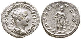 GORDIAN III (238-244). Antoninianus. Rome.

Obv: IMP GORDIANVS PIVS FEL AVG.
Radiate, draped and cuirassed bust right.
Rev: VIRTVTI AVGVSTI.
The Farne...