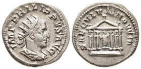 PHILIP I THE ARAB (244-249). Antoninianus. Rome. Saecular Games/1000th Anniversary of Rome issue.

Obv: IMP PHILIPPVS AVG.
Radiate, draped and cuirass...