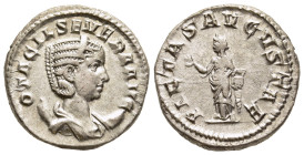 OTACILIA SEVERA (Augusta, 244-249). Antoninianus. Rome.

Obv: OTACIL SEVERA AVG.
Diademed and draped bust right, set on crescent.
Rev: PIETAS AVGVSTAE...